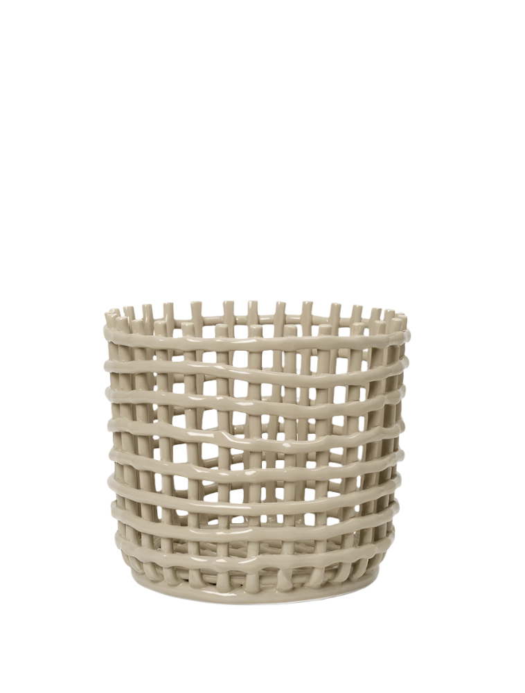 Ceramic Basket Large - Cashmere