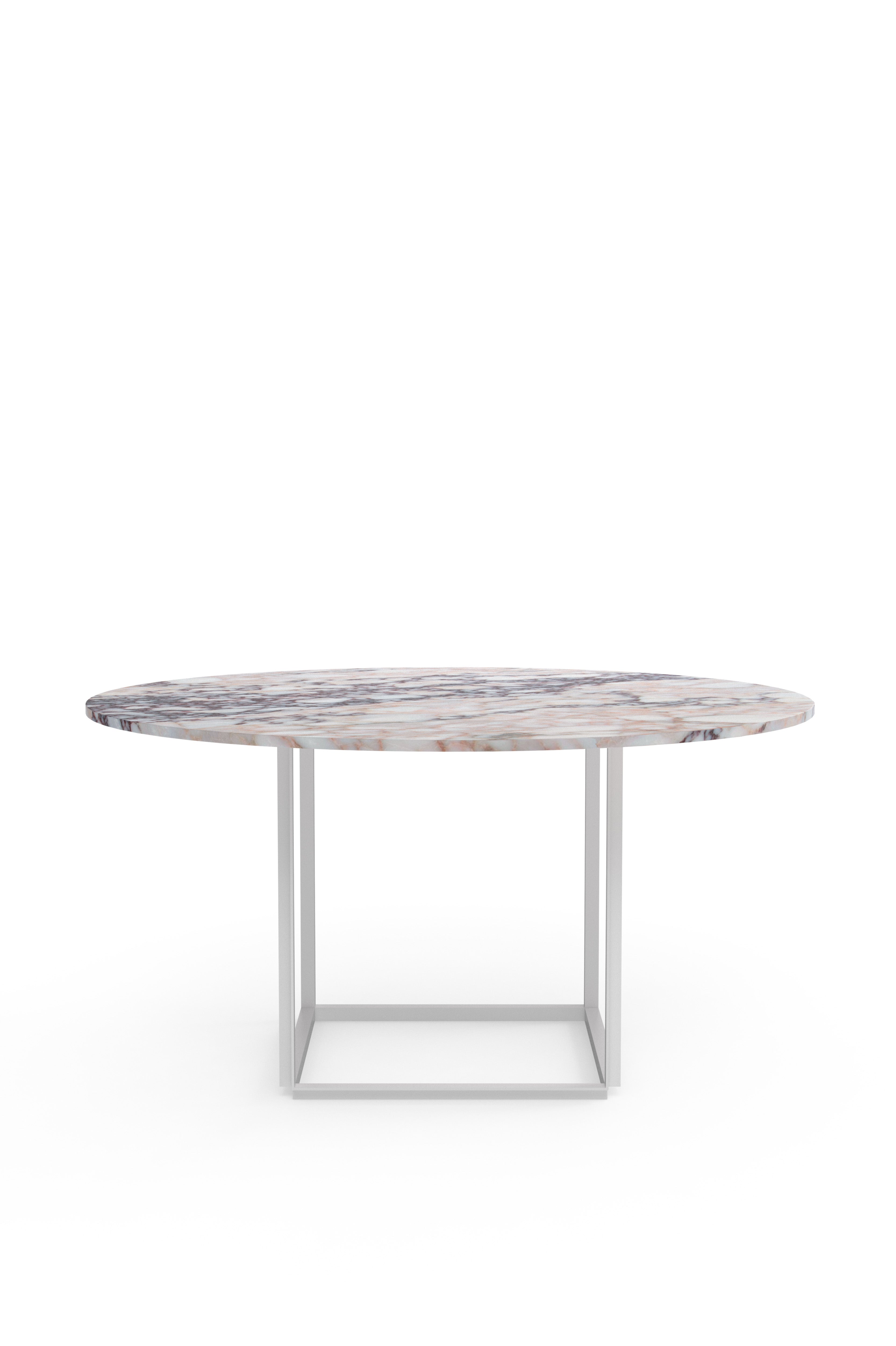 Florence Dining Table 145 cm -White Viola Marble