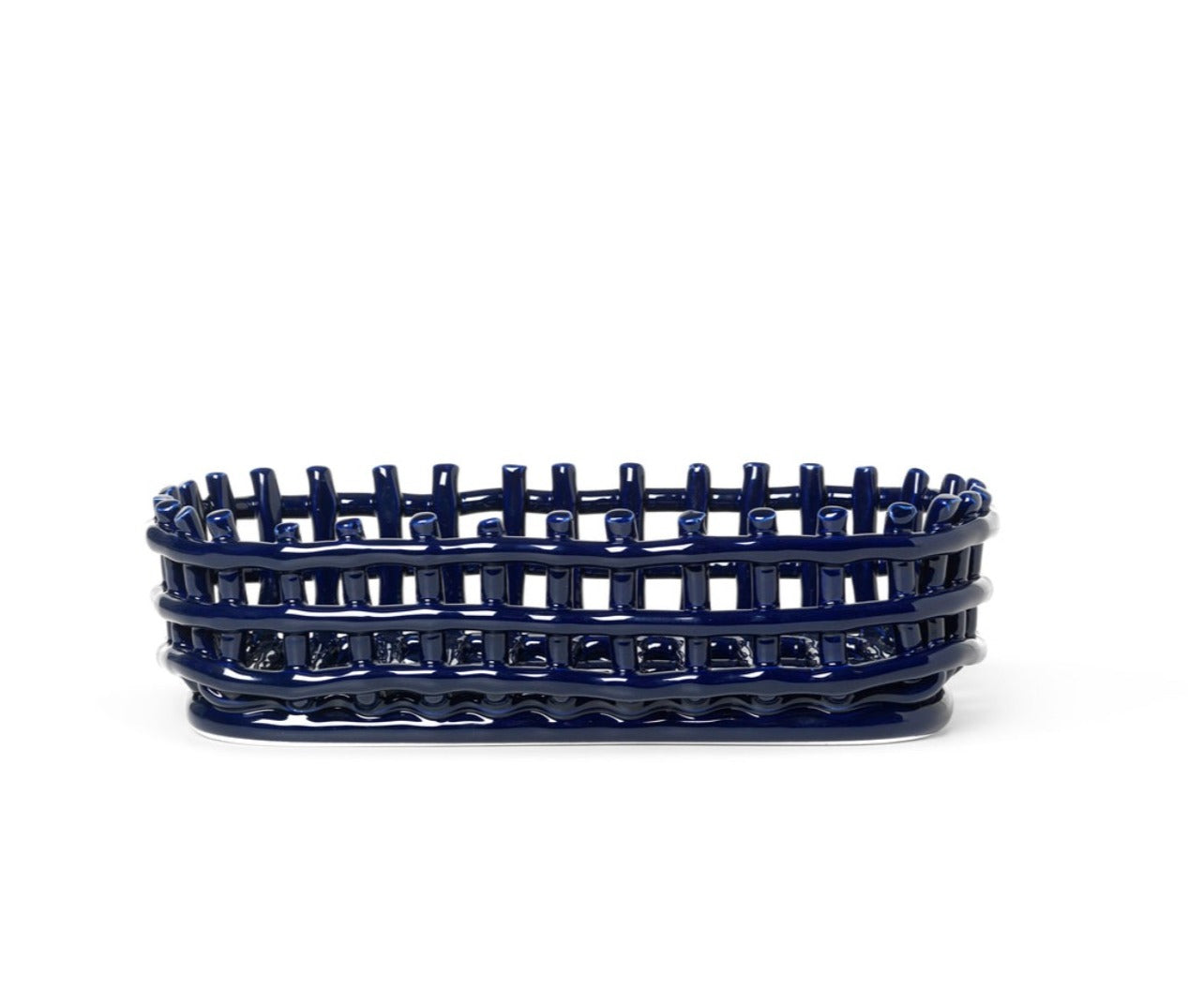 Ceramic Basket Oval - Blue